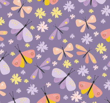 Papel de parede da casa de banho com borboletas - TenStickers
