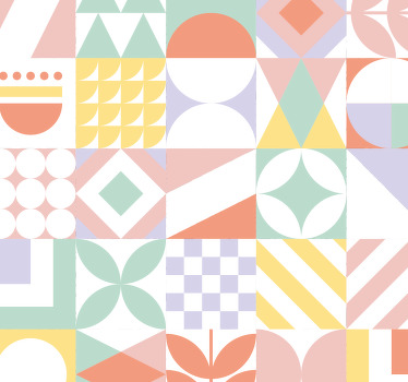 Papel de parede abstrato de azulejos formas incomuns - TenStickers