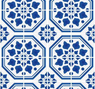 Papel de parede para sala Azulejo Português - TenStickers