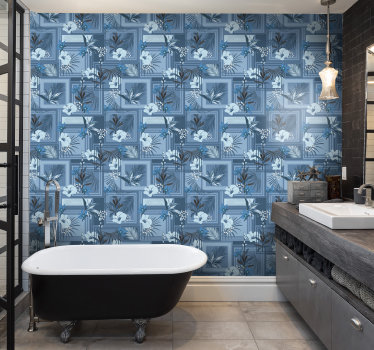 Papel de parede para casa de banho Jardim azul - TenStickers