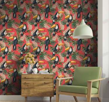Papel de parede natureza padrão de Tucanos  - TenStickers