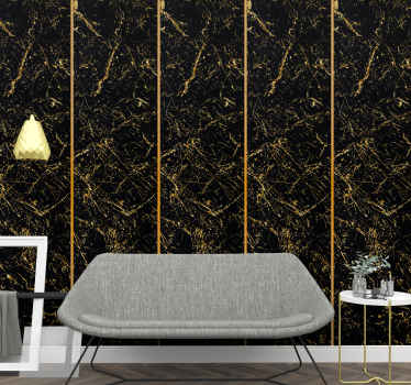 papel de parede mármore Textura de mármore preto e dourado - TenStickers
