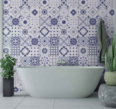 Papel de parede casa de banho azulejos nórdicos - TenStickers