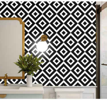 papel de parede quadrados Preto e branco geométrico - TenStickers