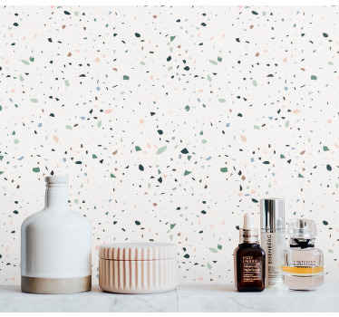 papel de parede pedra Terrazo branco - TenStickers