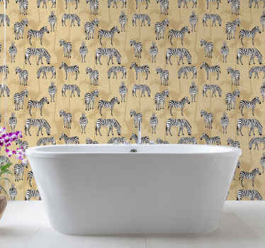 Papel de parede do casa de banho zebras safari - TenStickers
