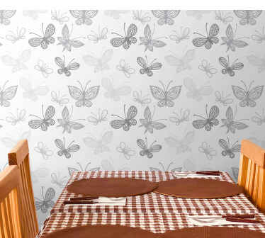 papel de parede casa de banho Padrão de pequena borboleta - TenStickers