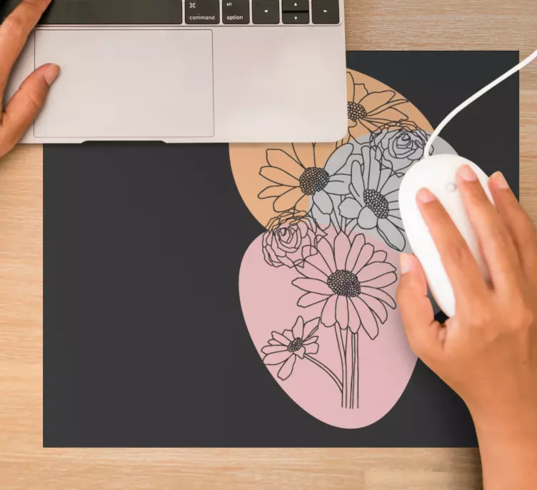Ramalhete girassóis rosas linha arte mousepads - TenStickers