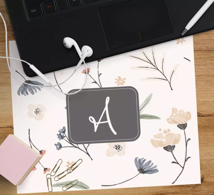 Mouse pad com nome monograma floral inicial - TenStickers