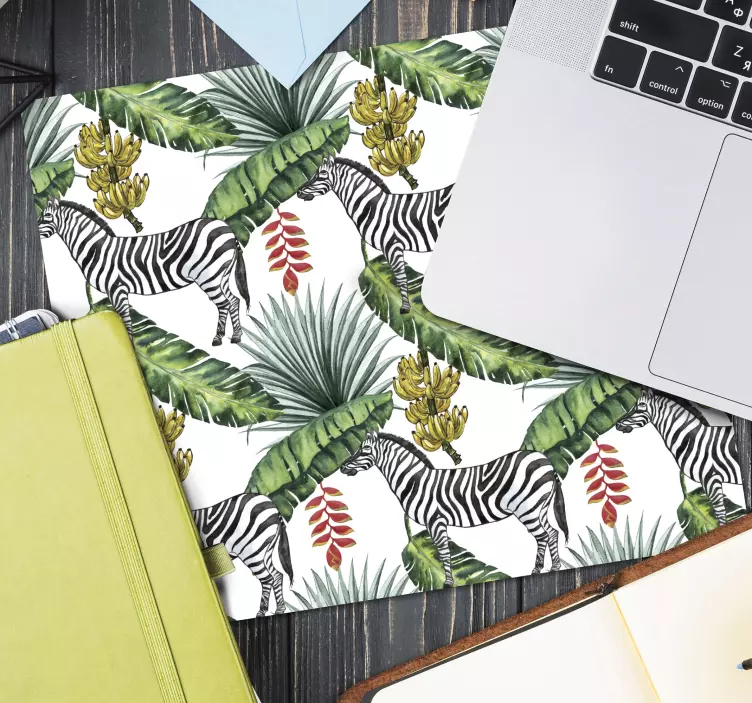 Mouse pad com texturas e padrões estampa de folha de zebra - TenStickers