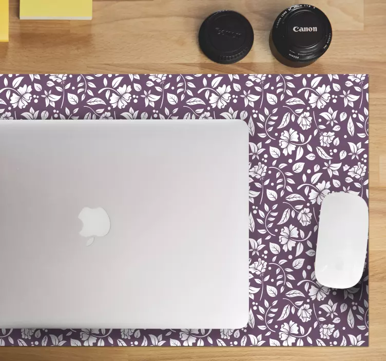 Mouse pad com texturas e padrões motivo floral branco - TenStickers