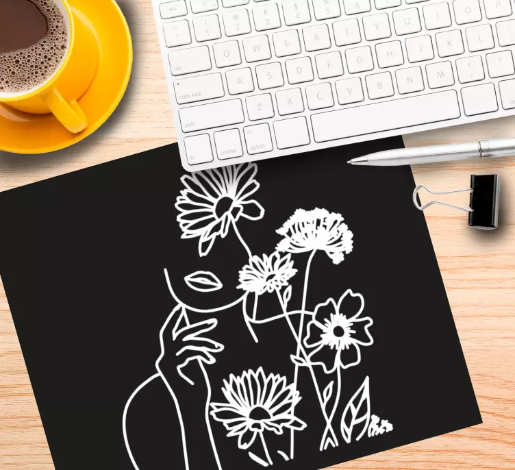 Mouse pad originais arte de silhueta floral - TenStickers