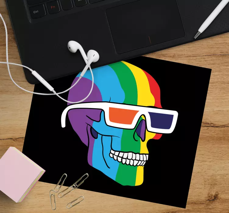 Mouse pad originais óculos de caveira coloridos - TenStickers