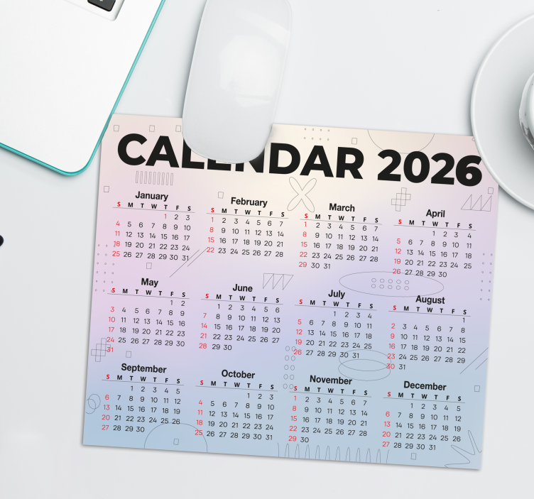 Mousepad calendário 2026 - TenStickers