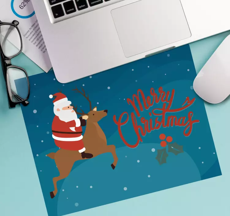 Papai noel com tapete de rato de natal de rena - TenStickers