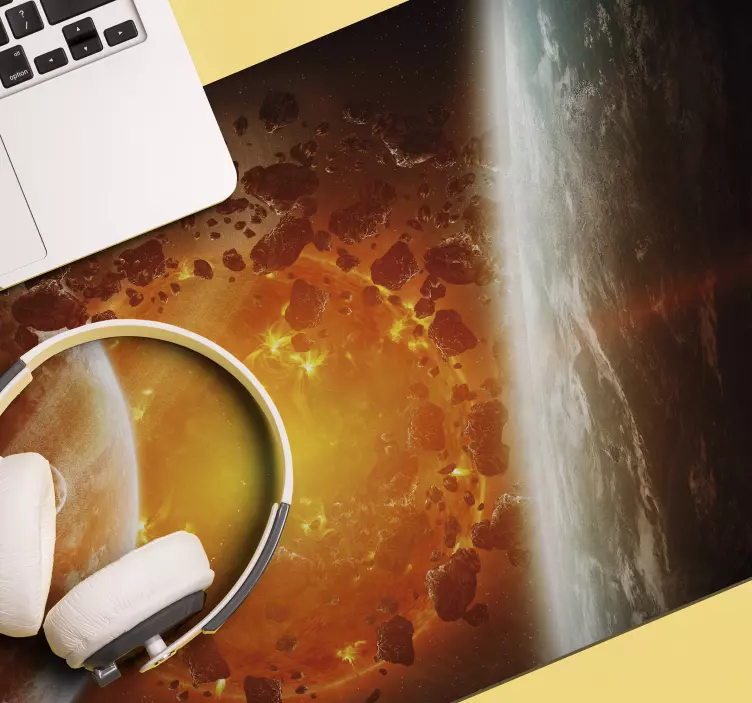 Tapete de rato de gaming explosão de planetas - TenStickers