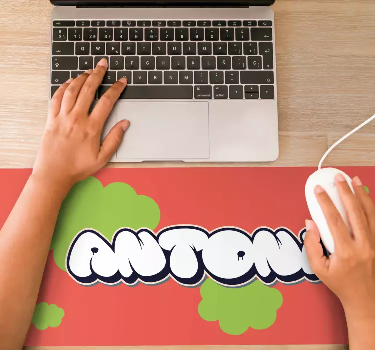 Tapetes de rato com nome Bolhas verdes grafite brancas - TenStickers