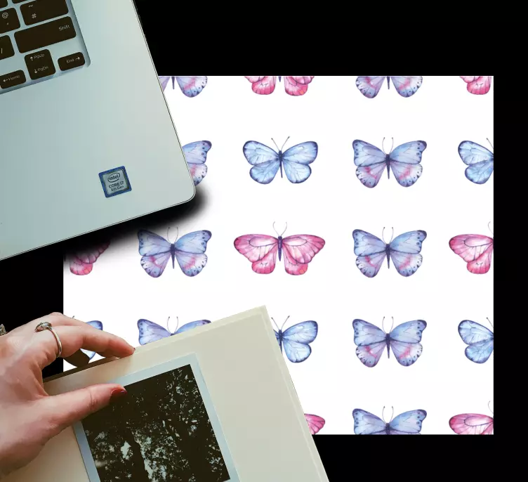 Tapetes de rato de borboletas Borboletas rosa e azuis - TenStickers