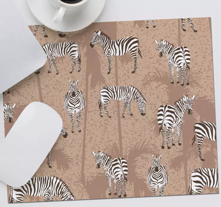 Tapetes de rato de zebra Zebra palmeira marrom - TenStickers