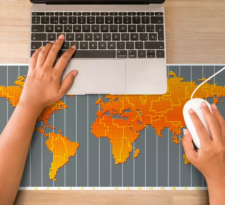 Tapetes de rato mapa mundo Fuso horário do mapa mundial - TenStickers