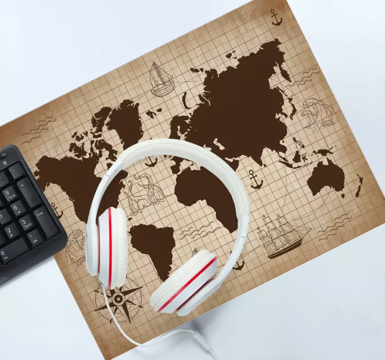 Tapetes de rato mapa mundo Mapa vintage do mundo - TenStickers