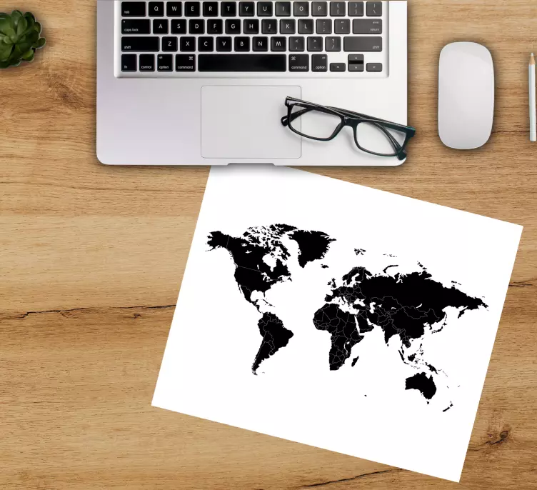 Tapetes de rato mapa mundo Político negro - TenStickers