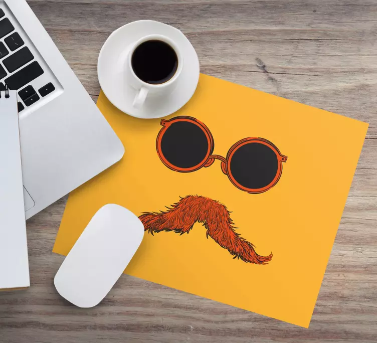 Tapetes de rato originais Bigode engraçado com óculos - TenStickers