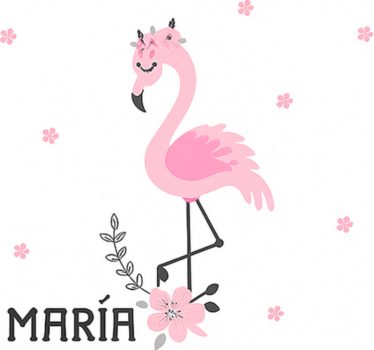 Estore de rolo infantil flamenco rosa com nome - TenStickers