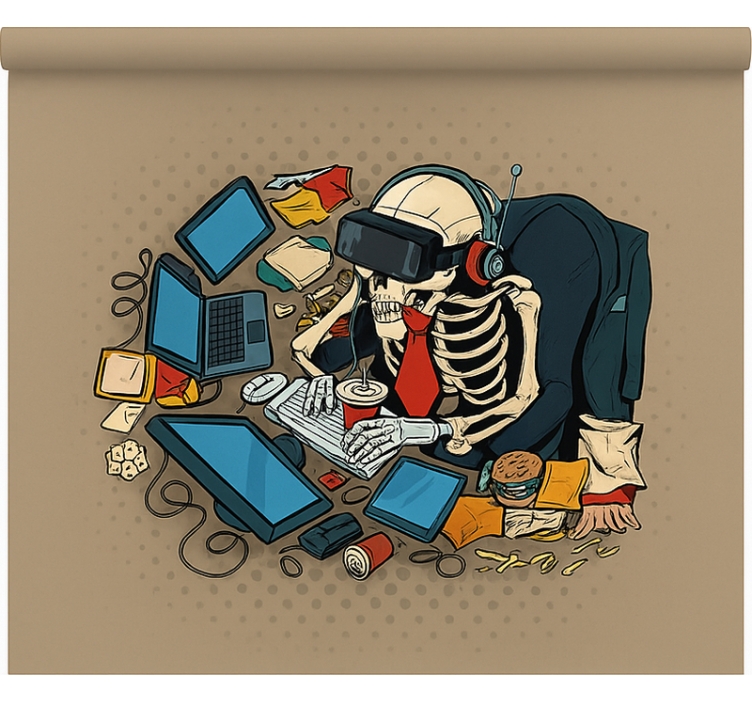 Estore de rolo frikis esqueleto gamer retrô - TenStickers