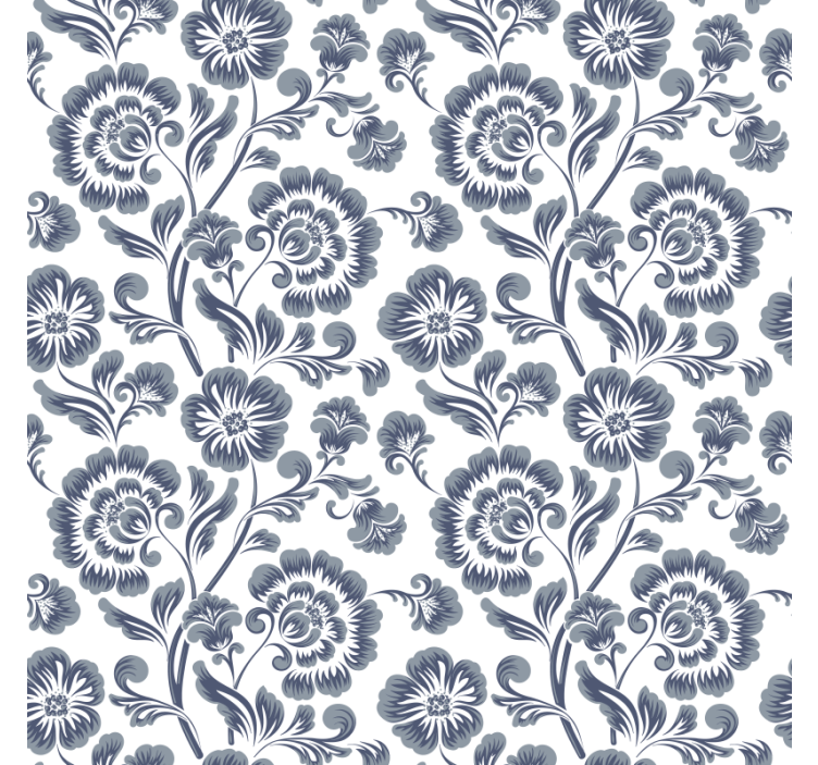Estore de rolo casa de banho flores azuis fundo branco - TenStickers
