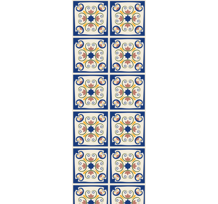 Estore de rolo para cozinha azulejo português flores rosa - TenStickers