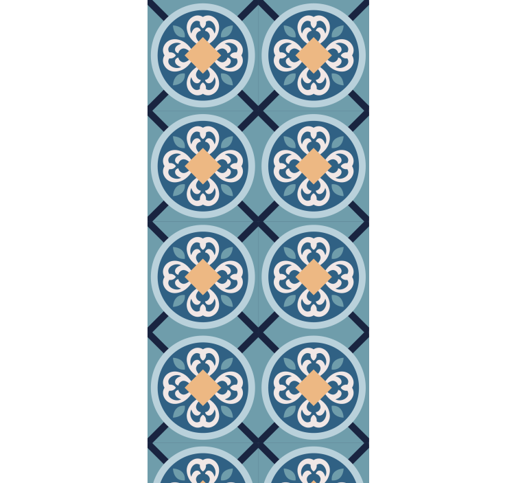 Estore de rolo para cozinha azulejo português azul-marinho - TenStickers