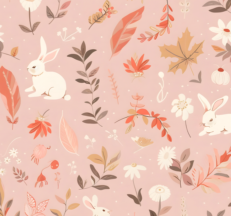 Estore de rolo rosa design de floresta de outono - TenStickers