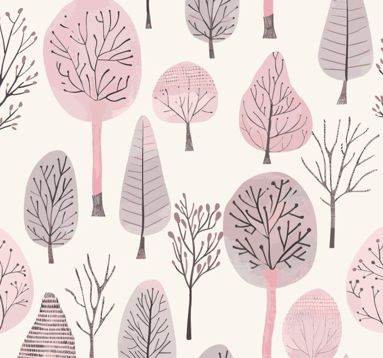 Estore de rolo rosa árvores nórdicas - TenStickers
