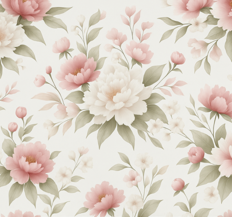 Estore de rolo rosa flor de peônia rosa branca - TenStickers