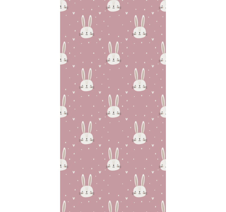 Estore de rolo rosa com rostinhos de coelho bebê - TenStickers