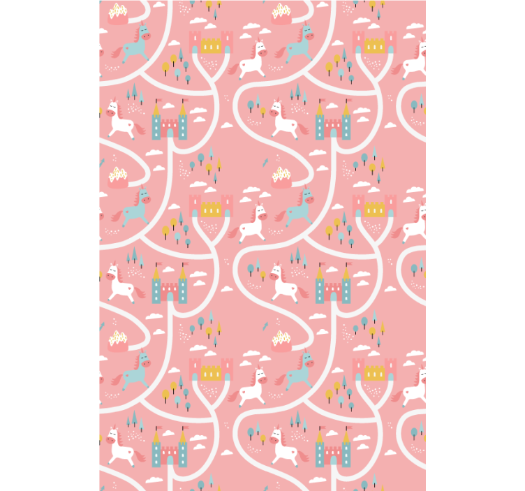 Estore de rolo rosa castelos e unicórnios - TenStickers