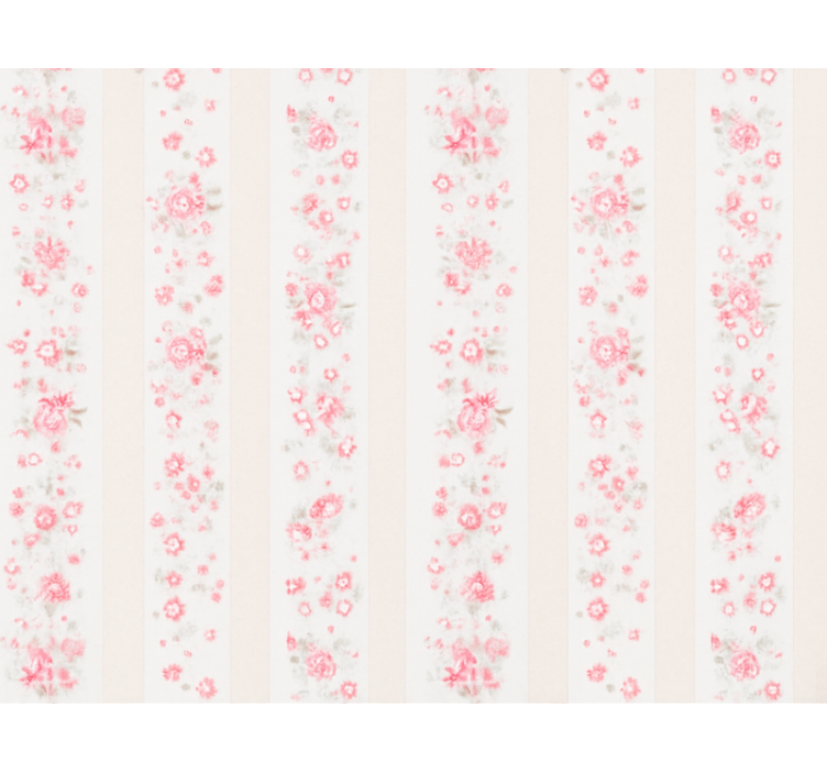 Estore de rolo rosa listras florais retrô pink - TenStickers