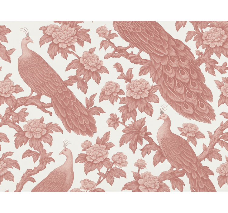 Estore de rolo rosa padrão de pavões rosas têxtil - TenStickers
