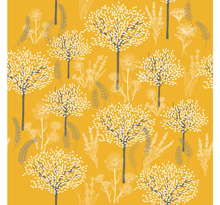 Estore de rolo amarelo padrão de árvores - TenStickers