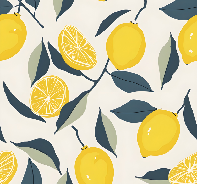 Estore de rolo amarelo com padrão de limão - TenStickers