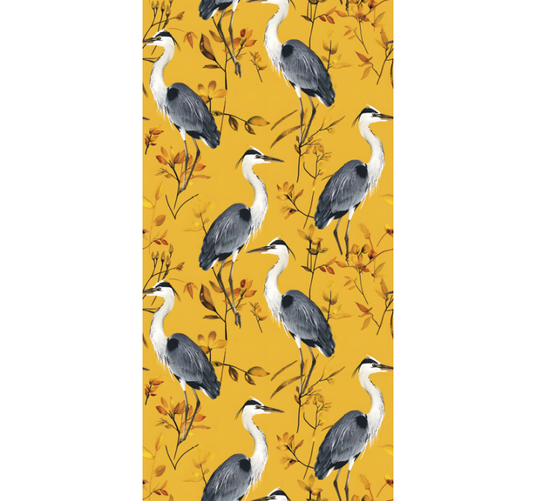Estore de rolo amarelo padrão de garças - TenStickers