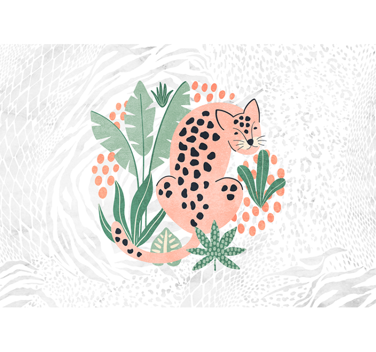 Estore de rolo branco árvores tropicais com tigres - TenStickers