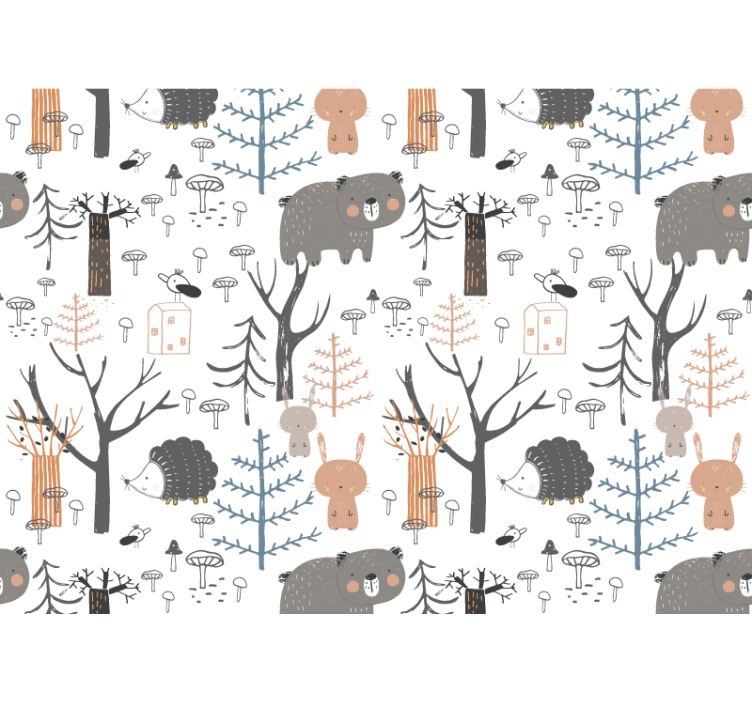 Estore de rolo branco floresta escandinava com animais - TenStickers