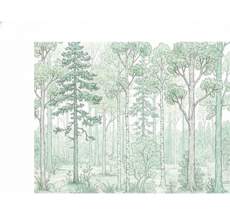 Estore de rolo branco desenho da floresta menta - TenStickers