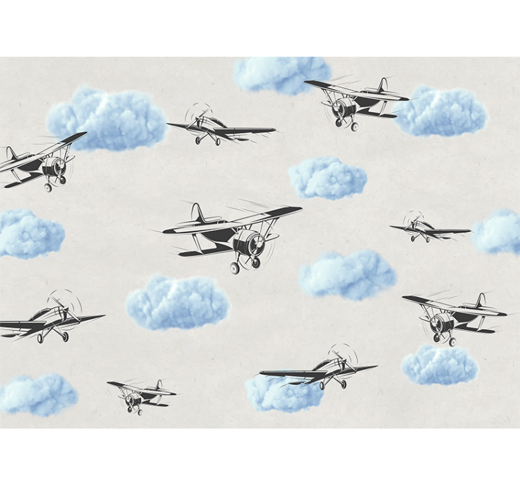 Estore de rolo branco aeronaves no céu - TenStickers