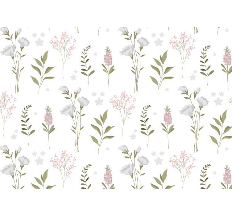 Estore de rolo branco com padrão minimalista de flores - TenStickers