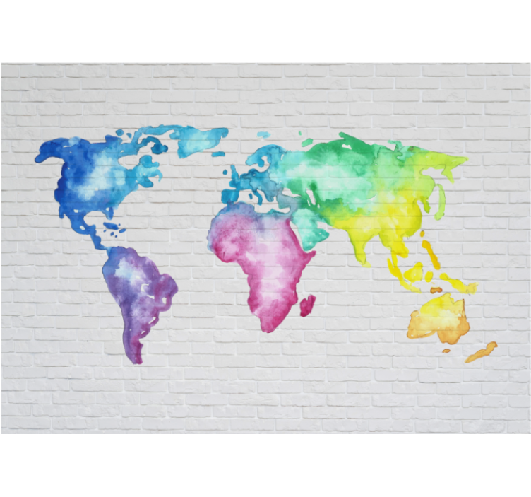 Estore de rolo branco mapa-múndi colorido - TenStickers
