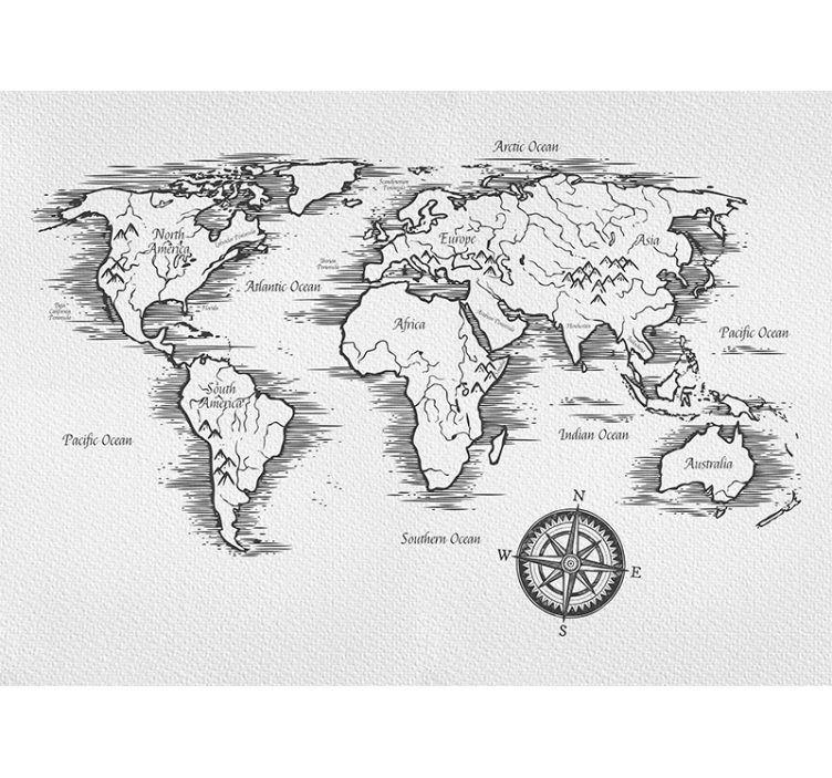 Estore de rolo branco mapa-múndi elegante - TenStickers
