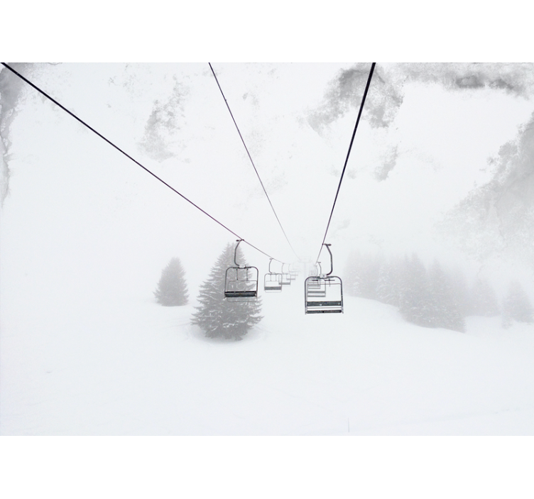 Estore de rolo branco fotografia de bondinho na neve - TenStickers